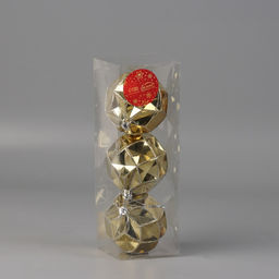 Ёлочные игрушки Геометрия граней, шары новогодние, d=8 см, набор 3 шт., золото, МИКС - Зимнее волшебство фото 2