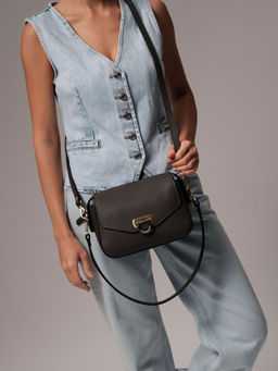 Сумка кожаная через плечо Azaro 3684 темный лес