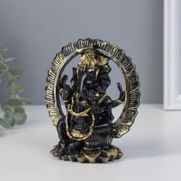 Нэцкэ фигурка «Ганеша в цветке», полистоун, 7.5×11×12.5 см