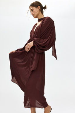 Vestido con mangas globo y fular decorativo - H&m фото 6