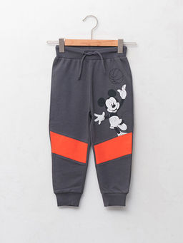 Mickey Mouse Bask?l? Pamuklu Erkek Bebek Jogger E?ofman Alt