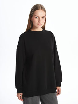 Kad?n Bisiklet Yaka D?z Sweatshirt Tunik