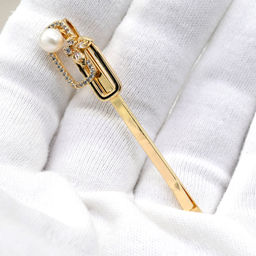 Заколка для волос с жемчугом 12*60мм