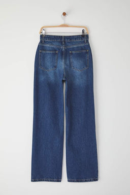 Trendyolmilla Koyu Mavi Yuksek Bel Wide Leg Jeans TWOSS25JE00276
