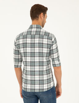 Su Ye_ili Ekose Slim Fit Uzun Kollu G_mlek