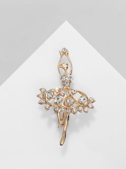 Брошь Балерина ан лер, белая в золоте