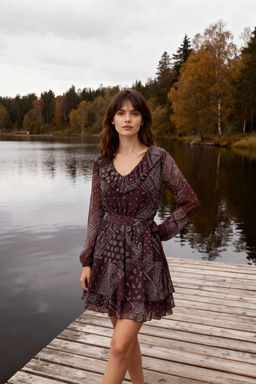 Cok Renkli Boho/Boho Chic Bask?l? F?rf?r Detayl? Mini Tul Esnek Orme Elbise TWOAW26EL00251 - Trendyolmilla фото 5