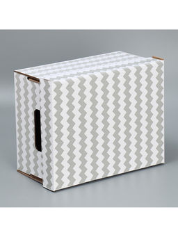 Цена за 5 шт. Коробка подарочная складная белая, упаковка, «Зигзаги», 32 х 25 х 16 см