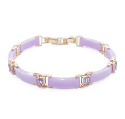 Браслет Лилу из фиолетовой керамики с Александритом покрытие под золото, длина 20см