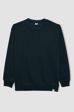 Базовый свитшот Oversize с круглым вырезом - Defacto фото 7