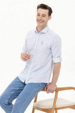 U. S. Polo Assn / Мужская синяя рубашка с длинным рукавом - U.s. polo assn фото 8