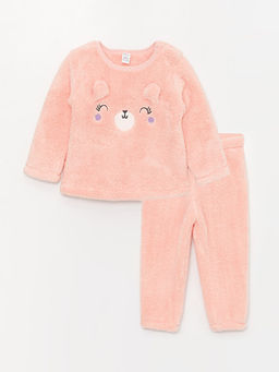 Bisiklet Yaka Uzun Kollu Nak??l? Pel?? K?z Bebek Pijama Tak?m?