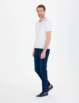 Beyaz Slim Fit V Yaka Basic Ti__rt - Pierre cardin фото 4