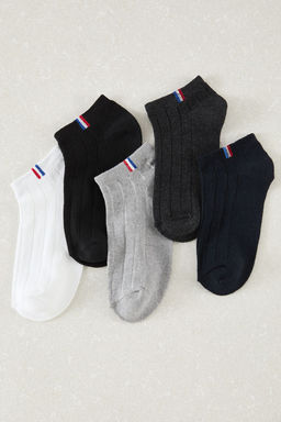 Cok Renkli Unisex 5li Pamuklu Patik Corap TEDAW25CO00009