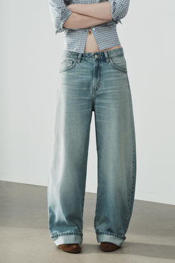 JEANS TRF BAGGY FOLDED ROTOS / Azul claro - Zara фото 3
