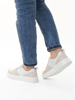 03-YJ425-1 WHITE/BEIGE Полуботинки спортивные женские (натуральная кожа) - Фабричный китай фото 18