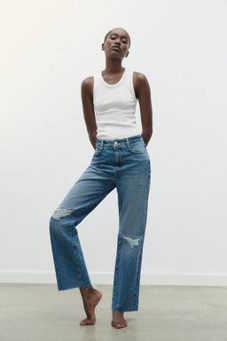 Z1975 STRAIGHT HIGH-WAIST RIPPED JEANS - Zara фото 8