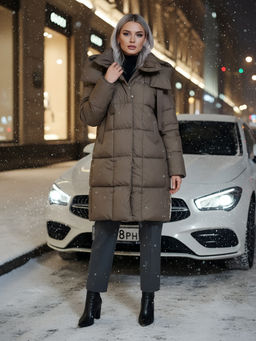 Пальто зимнее Visdeer утепленное утеплитель 240 г/м² коричневое  фото 25