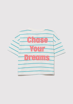 Bask?l? Yesil Cizgili Tisort - Mavi фото 4