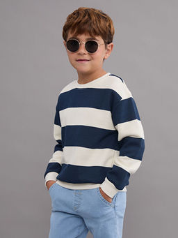 Bisiklet Yaka ?izgili Erkek ?ocuk Sweatshirt