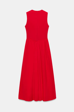 VESTIDO MIDI COMBINADO / Rojo