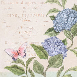 Декупажная карта 2 шт. «Голубая гортензия»