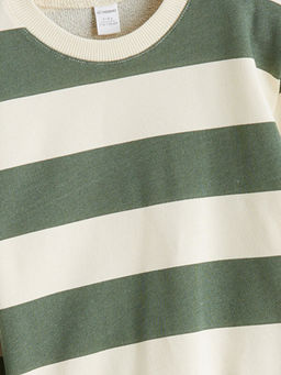 Bisiklet Yaka ?izgili Erkek ?ocuk Sweatshirt