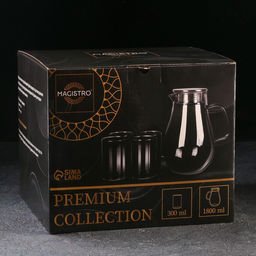 Набор для напитков Magistro «Стиль», 5 предметов: кувшин 1.8 л, 4 кружки 300 мл, стекло