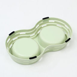 Миска металлическая двойная на пластиковом основании 2 х 160 мл, 25 х 14 х 5 см, зелёная - Пижон фото 6