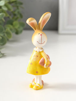 Фигурка полистоун Зайка в жёлтом платьице, с розовым сердечком, 12.5 см