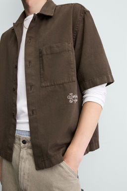 SOBRECAMISA ESTRUCTURA BORDADO / Marr?n - Zara фото 6