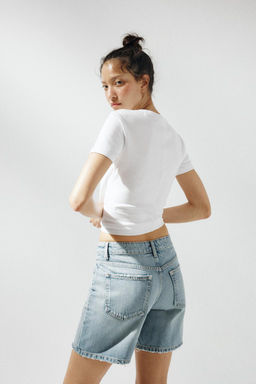 TRF MID-WAIST DENIM BERMUDA SHORTS - Zara фото 5