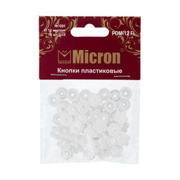 Кнопка Micron POM-12 FL Кнопки пластиковые пластик d 12 мм 15 шт. № 001 белый