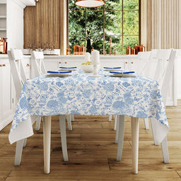 "Жозефина, синий" Скатерть 180х145см, длина стола до 140см, на 6 персон, хлопок "Премиум" 186г/м2, "Домашняя мода" (Россия)