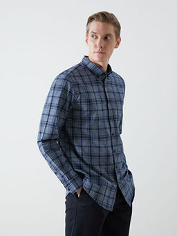 Regular Fit Uzun Kollu Ekose Poplin Erkek G?mlek