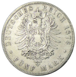 5 марок 1876 года A Германия (Пруссия)