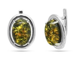 Серьги из серебра янтарь, СП18з