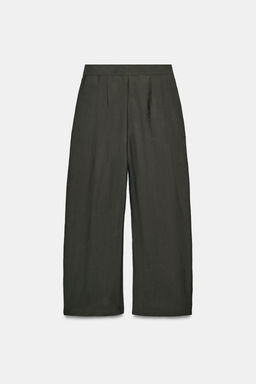 PANTAL?N WIDE LEG PLIEGUES ZW COLLECTION / Khaki - Zara фото 6