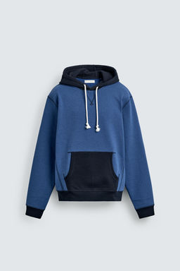 SUDADERA COLOR BLOCK CAPUCHA WAFFLE / Azul - Zara фото 7