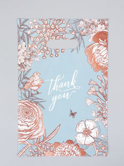 Цена за 50 шт. Пакет полиэтиленовый с вырубной ручкой "Цветы вокруг" 20 х 30 см 60 мкм