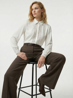 Блузка с кружевом OD-808-5 белый