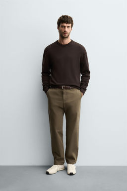STRAIGHT-LEG TWILL TROUSERS