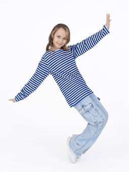 Тельняшка лонгслив детская васильковая полоска