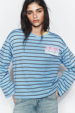 STRIPED T-SHIRT WITH SLOGAN - Zara фото 10