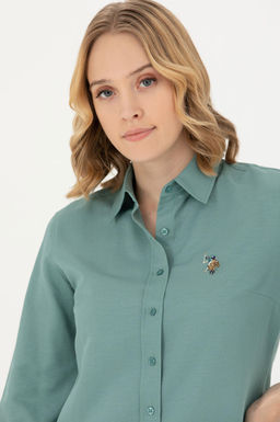 Женская мятная базовая рубашка с длинным рукавом - U.s. polo assn фото 16