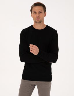 Siyah Slim Fit Bisiklet Yaka Triko Kazak - Pierre cardin фото 3