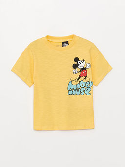 Bisiklet Yaka K?sa Kollu Mickey Mouse Bask?l? Erkek Bebek Ti??rt