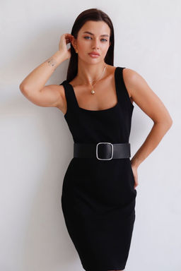 Платье с вырезом каре чёрное - Martichelli фото 22