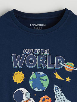 Bisiklet Yaka Bask?l? Erkek ?ocuk Pijama Tak?m