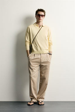 POLO PUNTO REGULAR FIT ALGOD?N - LINO / Amarillo